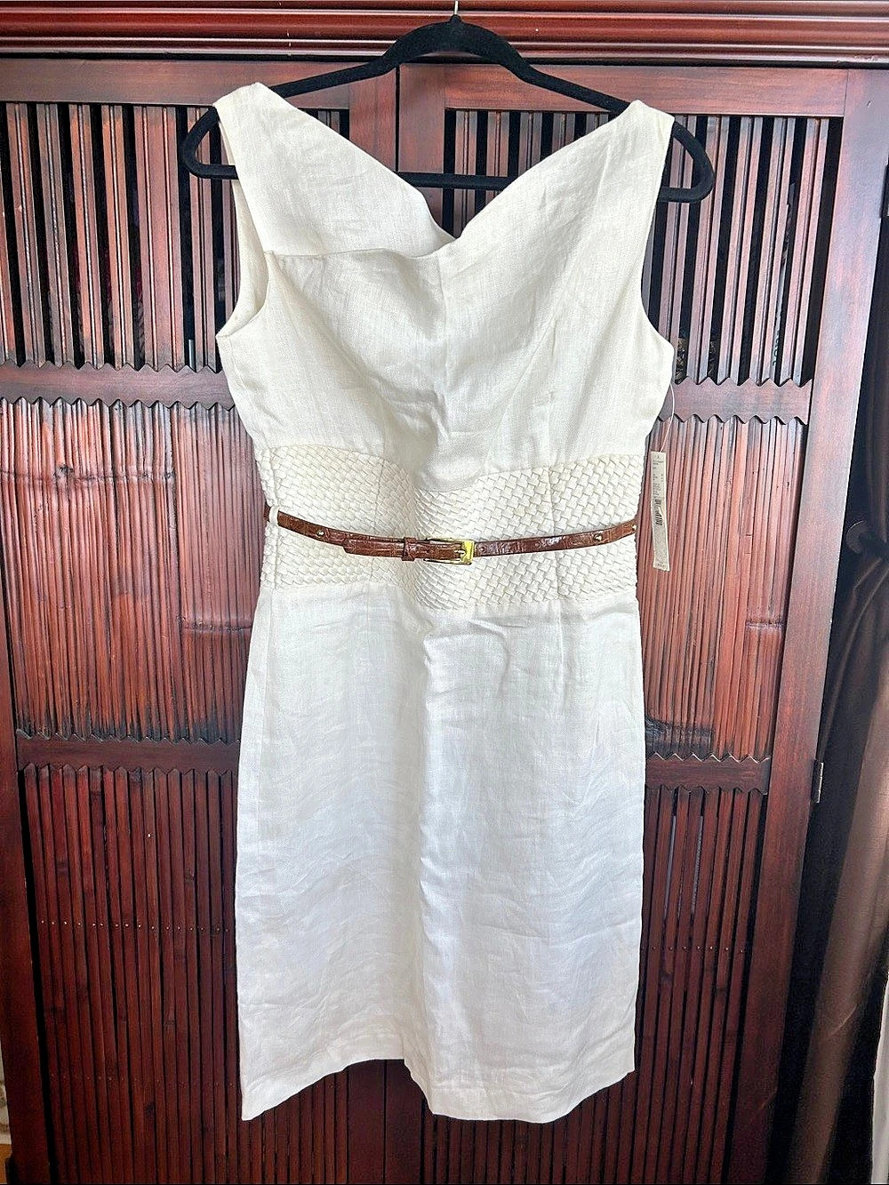 Antonio Melani Linen Midi Creamy White Size 6 NWT business or brunch